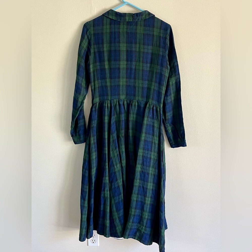 Gorgeous blue & green plaid tartan long sleeve dress. Hand made in Lithuania. - Picture 3 of 8
